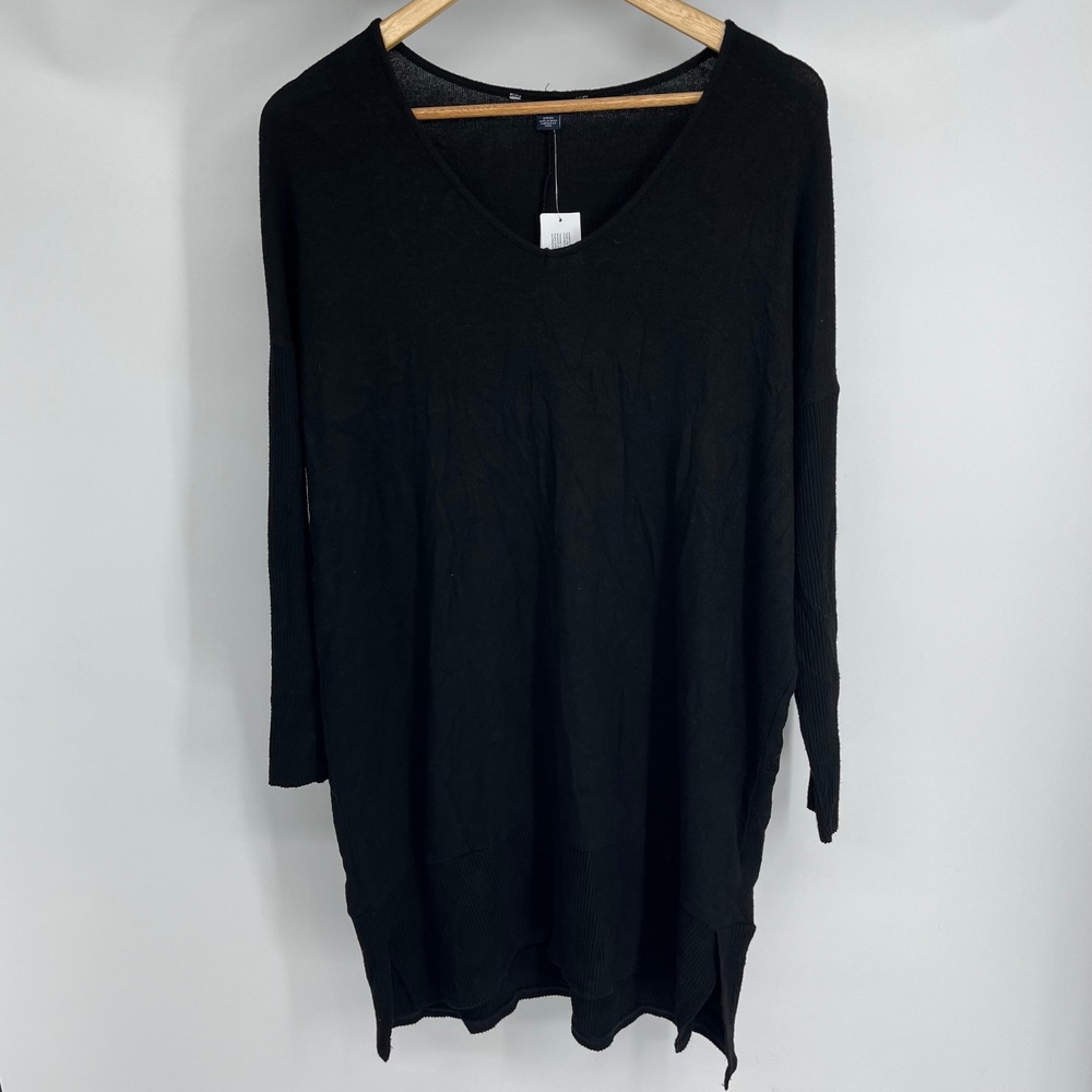 American Eagle Outfitters Black V Neck Long Sleeve Tunic Long Sleeve Oversized S